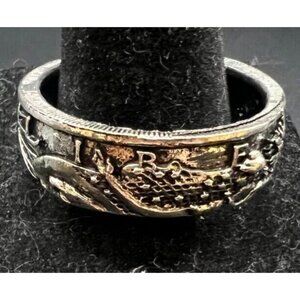 Vintage Antique Silver Tone Half Dollar Ring - Size 13.5